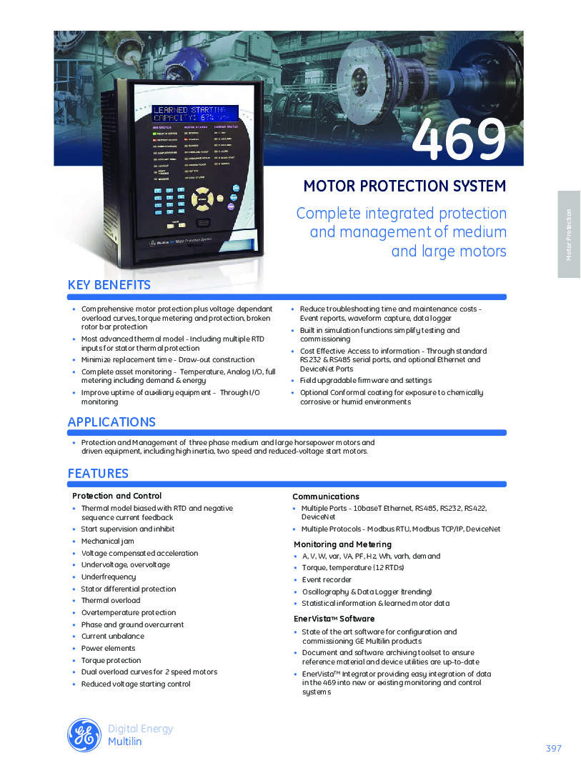 First Page Image of 469-P5-HI-A20 GE Multilin 469 Manual2.pdf